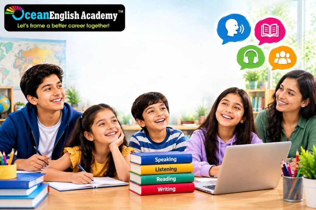 Children trying to Unlock Your Fluency with Ocean English Academy