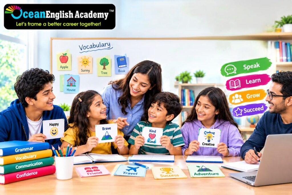 Students working to Unlock Your Fluency with Ocean English Academy